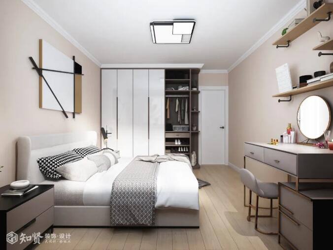 上海浦东《星河湾》87㎡现代简约风格 温润的色调、阳台包进卧室，太赞了。#装修设计##装修风格#